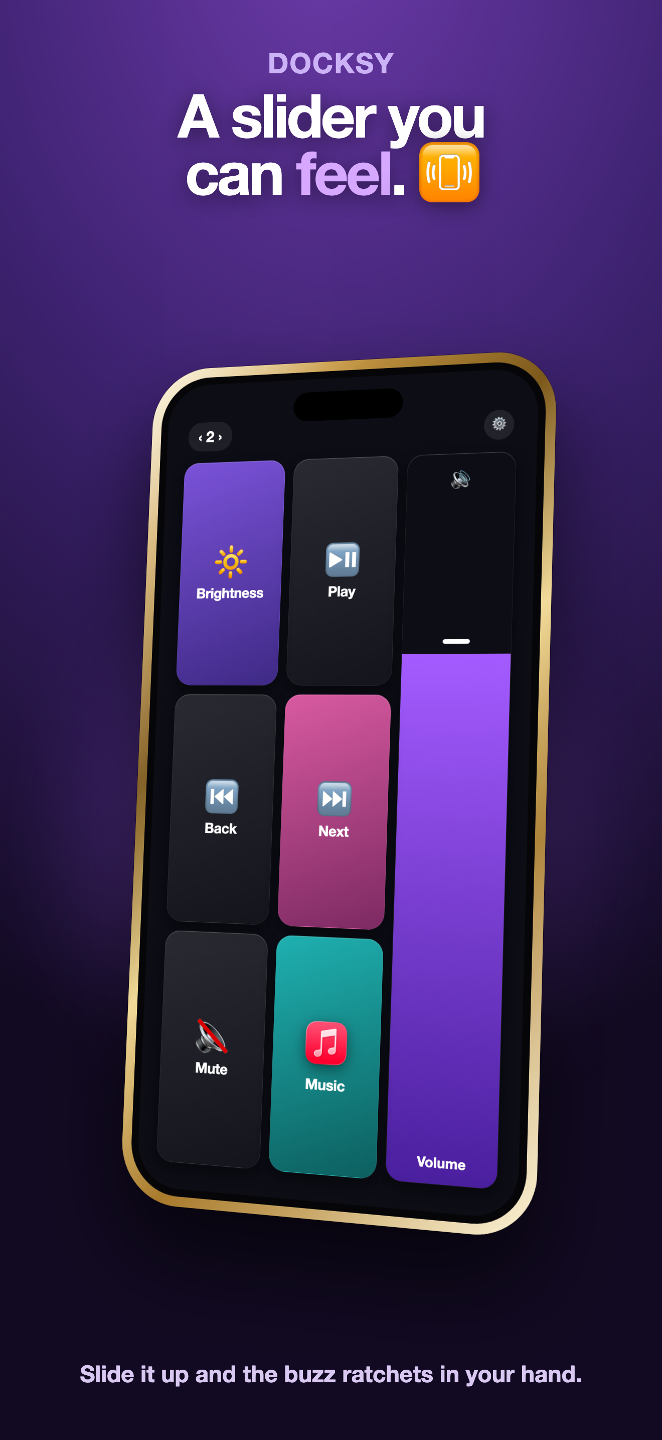 The volume slider with haptics